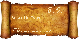 Bancsik Iván névjegykártya
