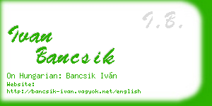 ivan bancsik business card